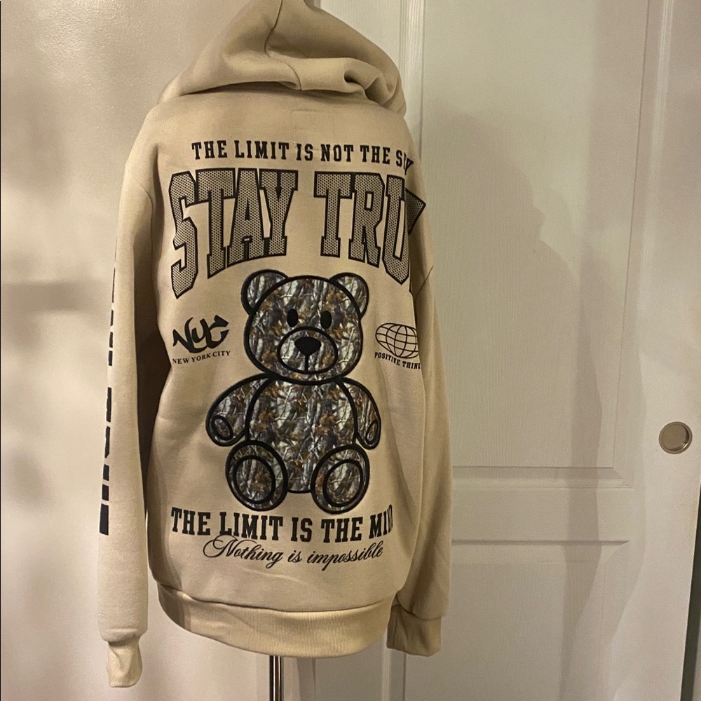 Stay True Cream Hoodie Sweatshirt for unisex L